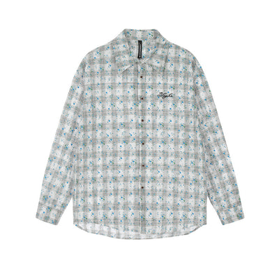 Camisa Suelta Estampado Floral y Cuadros para Hombre - Image 18
