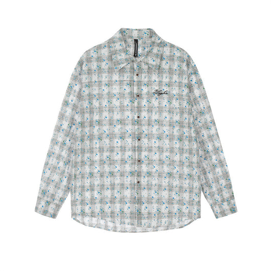 Camisa Suelta Estampado Floral y Cuadros para Hombre - Image 18