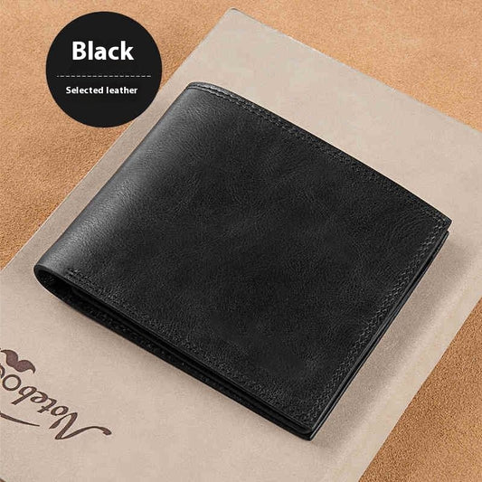 Billetera Corta de Cuero Auténtico para Hombre con Acabado Táctil