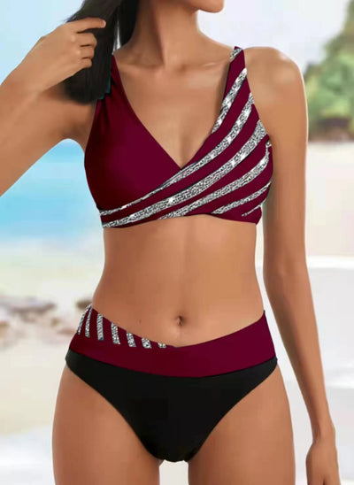 Bikini Estampado Dividido Estilo Europeo y Americano