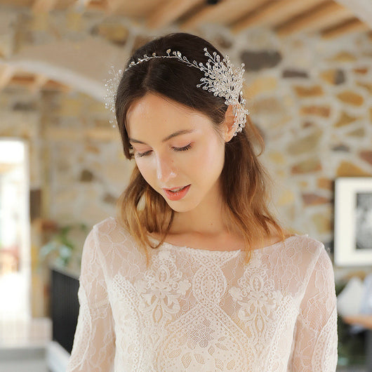 Diadema Tejida a Mano con Cristales para Novia - Image 8