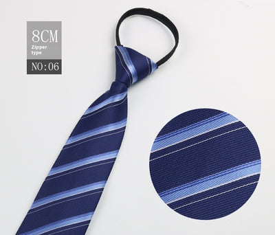 Corbata Negra Rayada Azul con Cierre Rápido - Corbata Ejecutiva Lazy Zip - Image 136