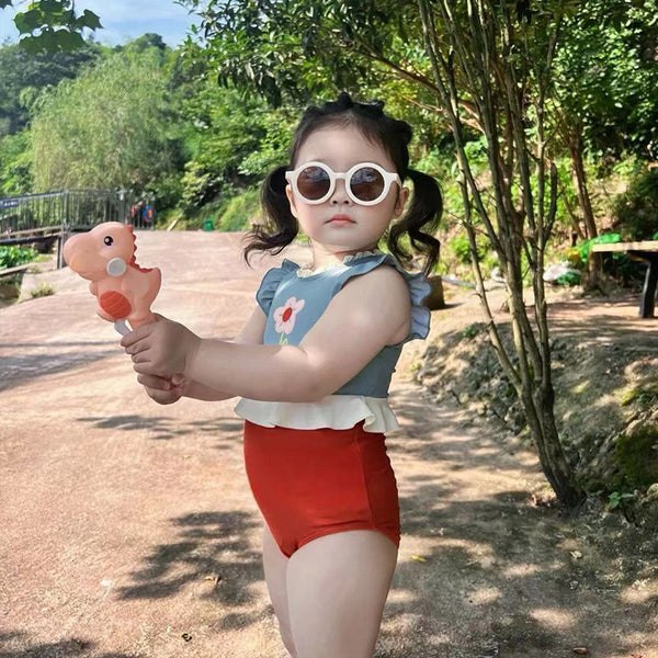 Traje de Baño Niña Estampado Encaje Secado Rápido Playa Verano