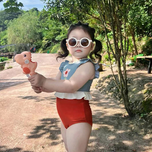 Traje de Baño Niña Estampado Encaje Secado Rápido Playa Verano