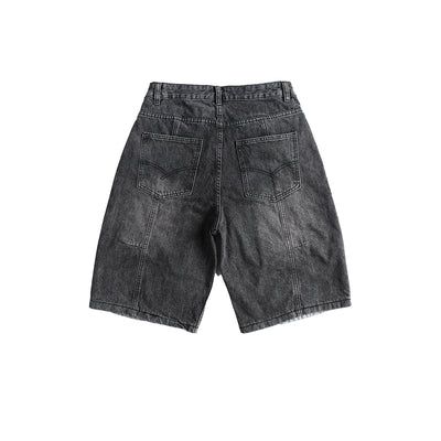 Shorts Camisa de Negocios Patchwork Denim Retro para Hombre - Image 3