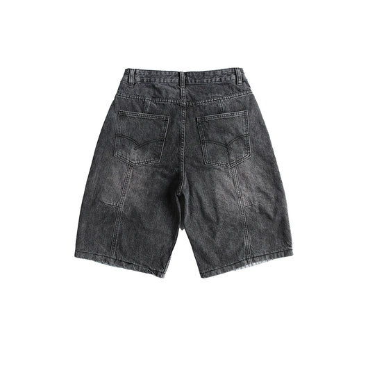Shorts Camisa de Negocios Patchwork Denim Retro para Hombre - Image 3