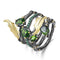 Colorful Gemstone Bracelet Ring 925 Sterling Plateado Crystal Ring Diopside Ring Size10