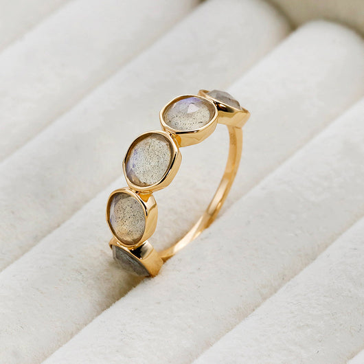 Anillo Labradorita Vintage Francés Plata 925 y Oro 14K - Image 6