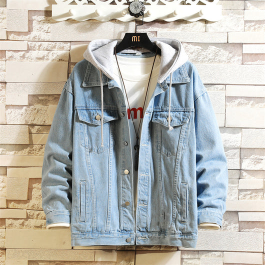 Chaqueta Denim Suelta con Capucha para Hombre - Image 10