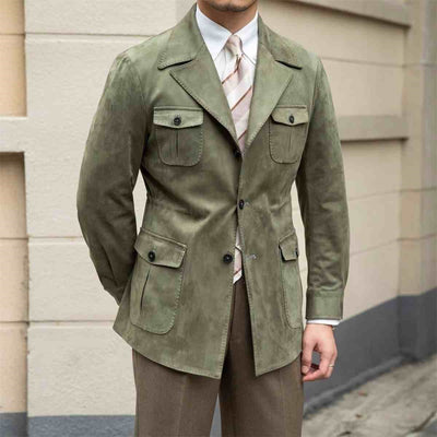 Abrigo Trench Casual Italiano de Bolsillos Múltiples para Hombre - Image 5