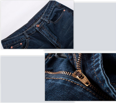 Jeans Casuales Hombre Azul Oscuro Slim Fit Microelástico Lavado Clásico - Image 7