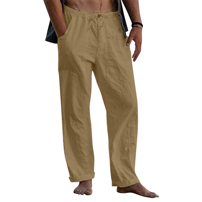 Pantalones de Lino Holgados con Cordón para Hombre - Image 12