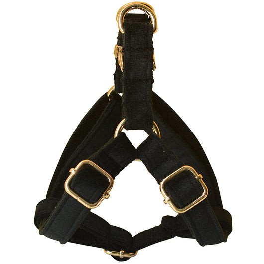 Arnés para Perro de Franela Negra con Hebilla Dorada - Image 4