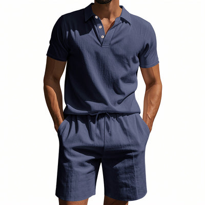 Conjunto de Shorts y Camisa de Lino Suelta para Hombre - Cómodo y Fresco para Playa - Image 17