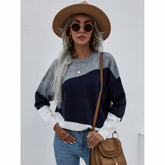 Suéter Holgado Talla Grande Ejecutivo Cuello Redondo a Rayas para Mujer - Image 12