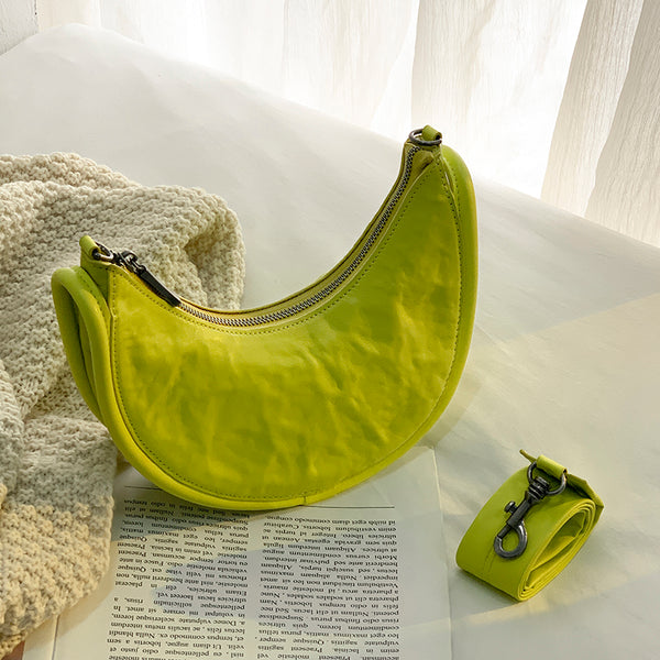 Bolso Bandolera de Cuero Genuino con Diseño Fruncido
