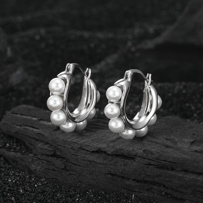 Aretes de Plata 925 con Perla - Diseño U Minimalista para Mujer - Image 4