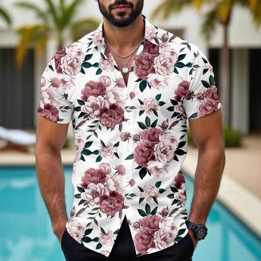 Camisa Casual Hawaiana con Estampado Floral 3D para Hombre - Image 12