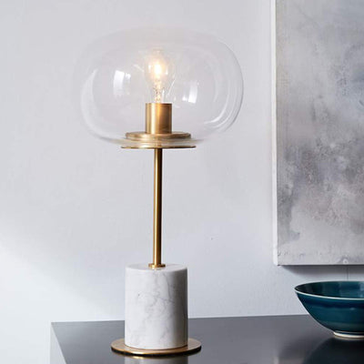 Lámpara de Mesa Minimalista Nórdica con Esfera de Cristal y Mármol - Image 14