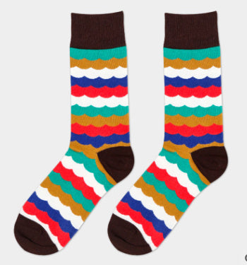 Calcetines Hombre Estilo Británico a Rayas Tubo Medio - Image 11