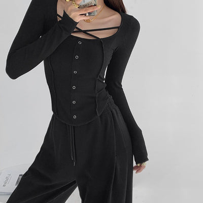 Blusa Manga Larga Slim Fit Diseño Exclusivo Cuello Redondo - Image 10
