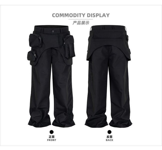 Pantalón Overol Ancho Deslavado con Bolsa Cintura Desmontable 2 en 1 - Image 10