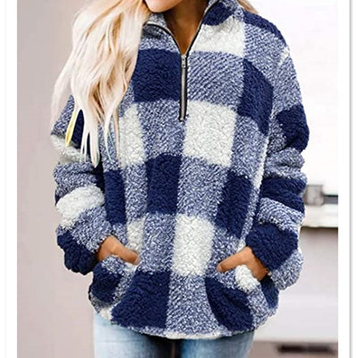 Abrigo Oversized de Cuadros con Cuello Alzado y Detalles en Contraste - Image 14