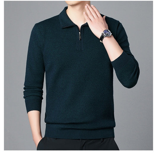 Suéter de Lana 100% Premium con Cuello Solapa - Manga Larga Tejida para Hombre - Image 28