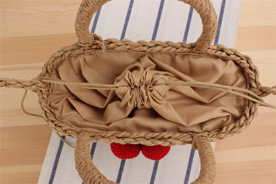 Bolsa de Playa Tejida de Cuerda de Papel Cereza para Vacaciones - Image 19