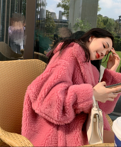 Abrigo de Lana para Mujer con Cuello de Peluche Sintético Largo - Image 9