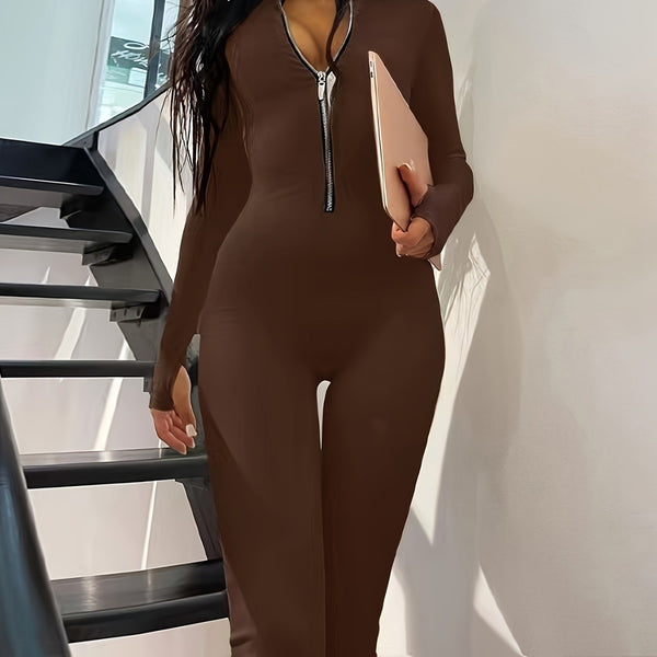 Jumpsuit Largo para Mujer con Cierre Metálico - Otoño e Invierno