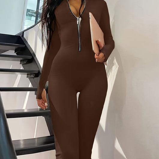 Jumpsuit Largo para Mujer con Cierre Metálico - Otoño e Invierno