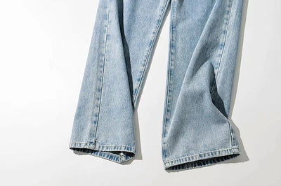 Pantalón Denim Cintura Alta Pierna Ancha con Detalle Oblicuo - Image 13