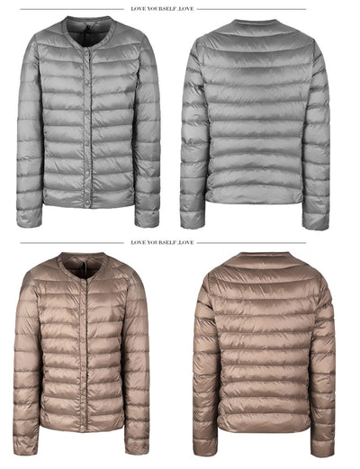 Chaqueta Acolchada Ligera Sin Cuello para Mujer - Abrigo Corto Versátil - Image 23