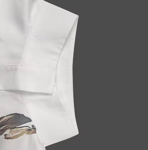 Camisa Suelta con Cuello de Pie y Estampado de Manga Larga - Image 7