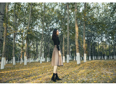 Conjunto Retro de Falda y Suéter de Lana para Mujer - Image 11