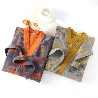 Camisón Largo Estilo Chino con Cinturón de Algodón Jacquard - Image 4