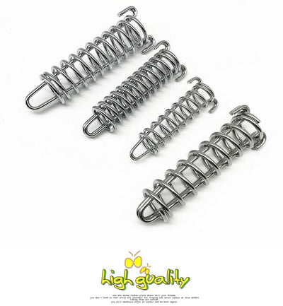 Silver metal compression spring with hooks, packaged in a clear plastic bag, for dog chains or pet leashes. - Image 11