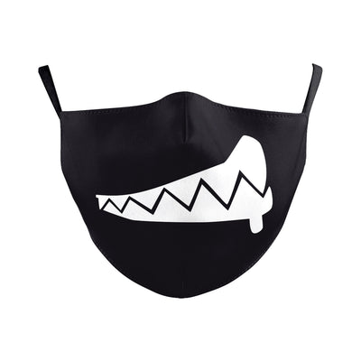 Beige Halloween face mask with a wide-open mouth print featuring red lips, white teeth, and a pink tongue. - Image 16