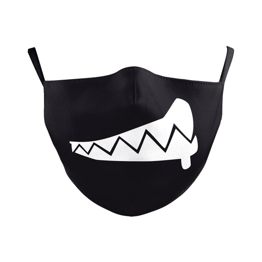 Beige Halloween face mask with a wide-open mouth print featuring red lips, white teeth, and a pink tongue. - Image 16