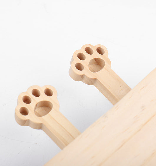 Wooden cat whack-a-mole toy with three plush mouse toys and paw-shaped pushers, measuring 21cm by 28cm. - Image 9