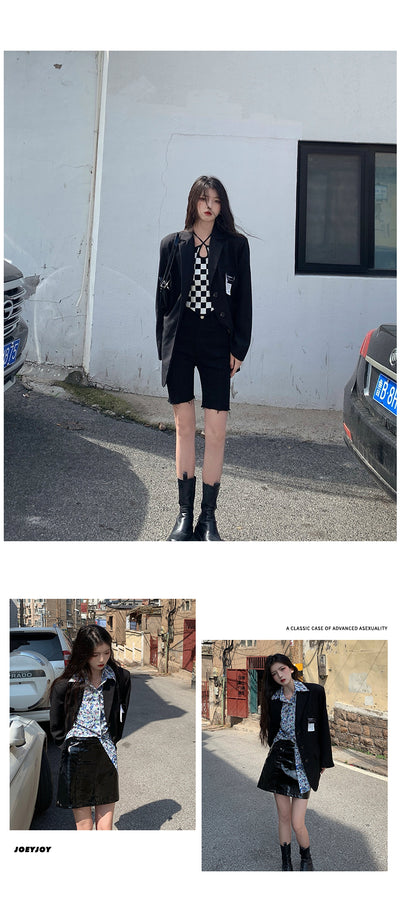 Blazer Oversized Negro Suelto Estilo Street - Image 5