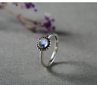 Anillo de Piedra de Luna Plata para Mujer con Cristal de Gema - Image 6