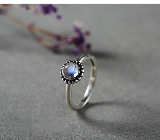 Anillo de Piedra de Luna Plata para Mujer con Cristal de Gema - Image 6