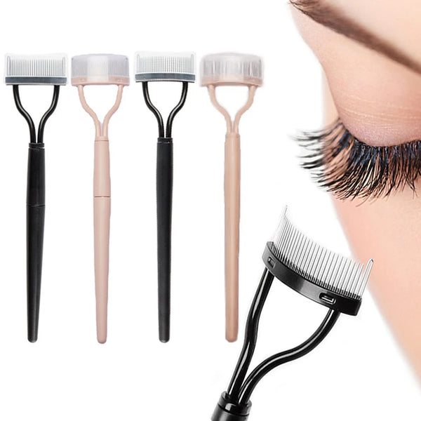 Rizador de Pestañas Plegable con Peine Separador de Metal - Herramienta de Maquillaje Profesional