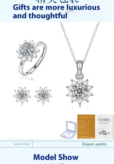 Conjunto de Collar Diosa Serie Primera Nieve con Soporte de Anillo en Plata 925 - Image 12