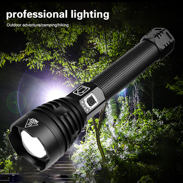 Linterna LED XHP90 con Carga USB - Iluminación Potente y Recargable