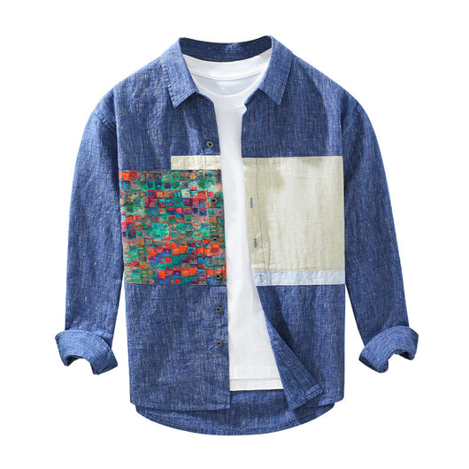 Camisa Holgada Hombre Joven Diseño Casual en Algodón y Lino - Image 4