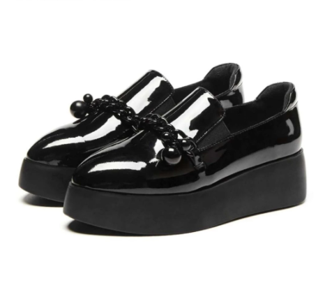 Zapatos de Cuero Estilo Británico con Cadena y Hebilla para Mujer