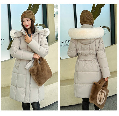 Abrigo Acolchado de Plumas con Cuello de Piel Sintética - Estilo Coreano Suelto - Image 16